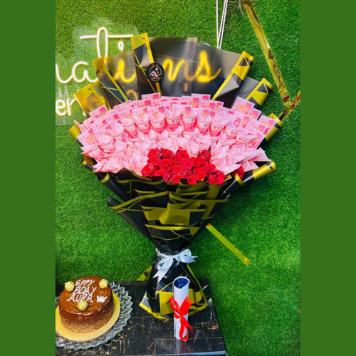 10 Thousand Fresh Cash with Pakistani Rose Bouquet