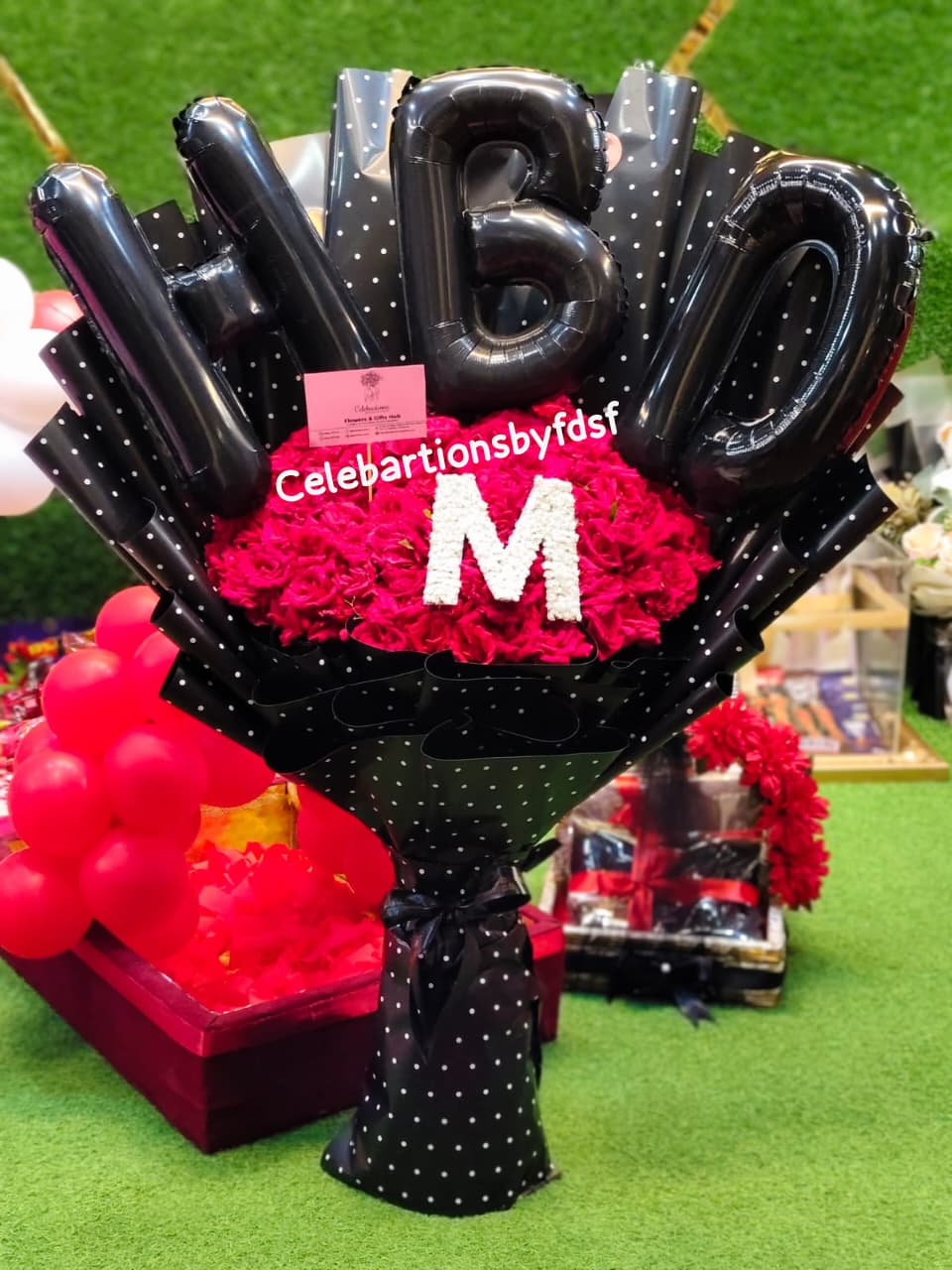 HBD Custom Floral Balloon Bouquet