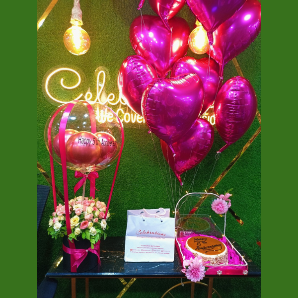 Floral Box, Cake Caramel, Acrylic Laptop with Balloons