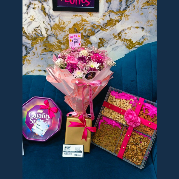 Girl, Imported Bouquet, Dry Fruits Try, Chocolate