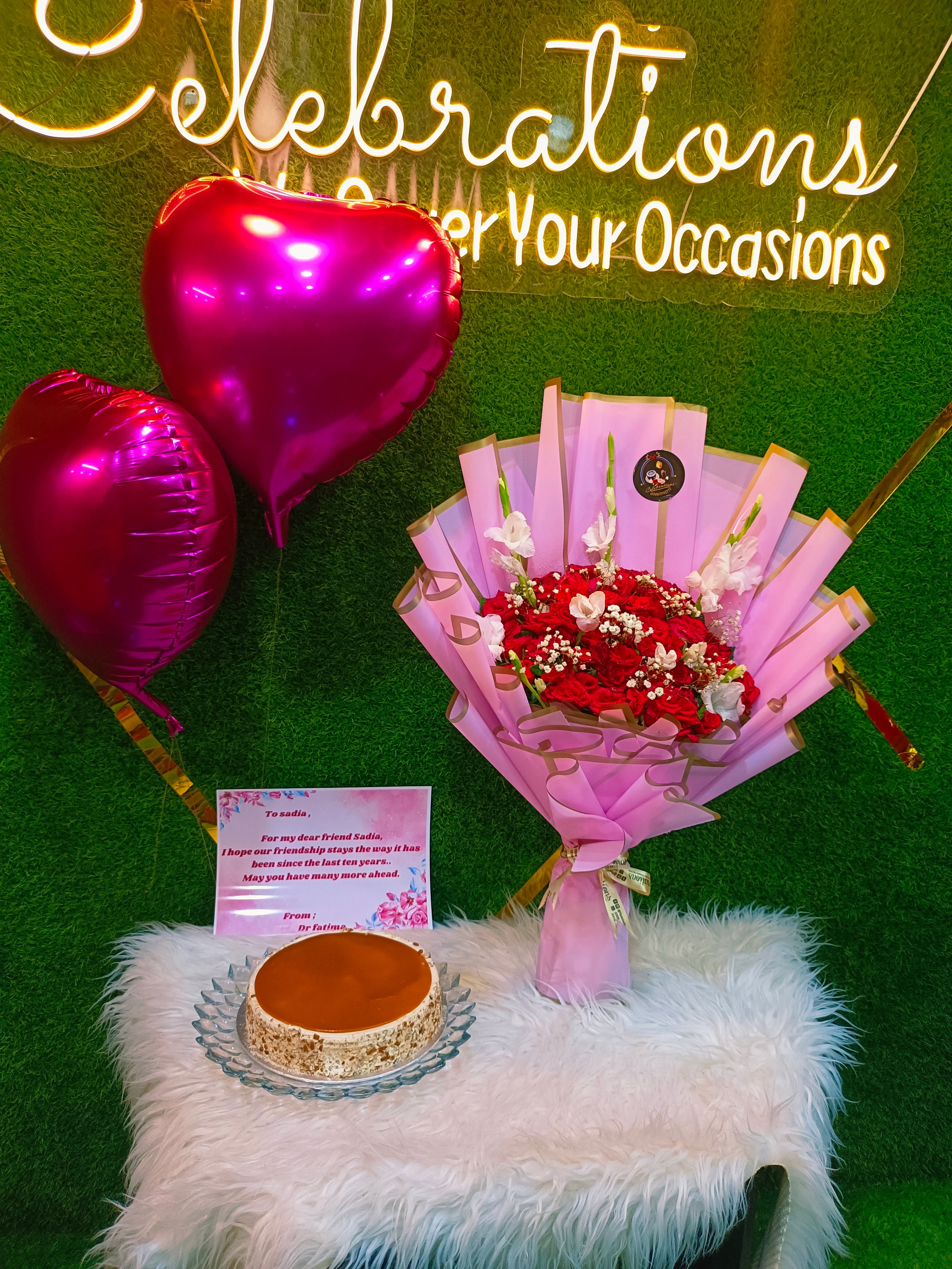 Beautiful Bouquet 'Cake'Balloons'Customize Greeting Card ✅