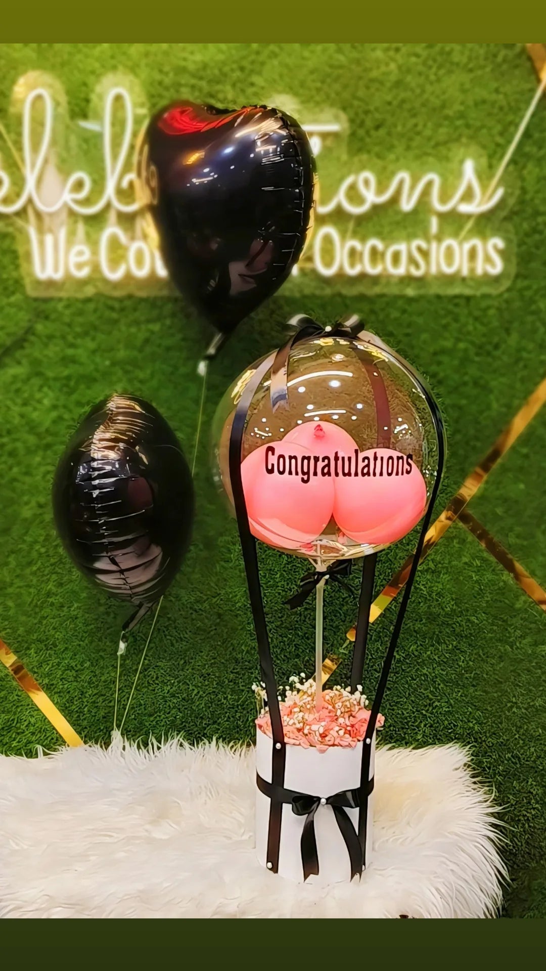 Congratulations Flowers Box With Balloon's
