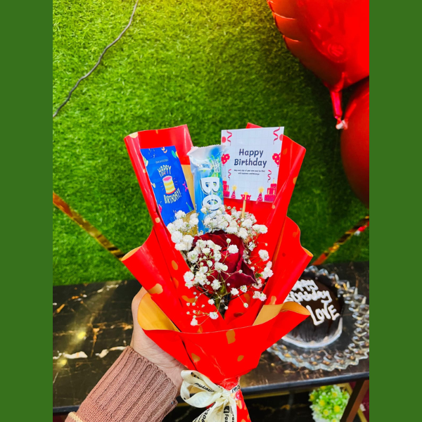 One Rose Bouquet & One Chocolate